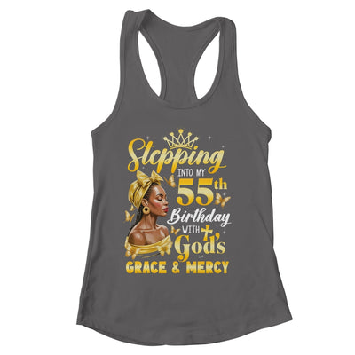 Stepping Into My 55th Birthday Afro Woman Religious Birthday Shirt & Tank Top | siriusteestore