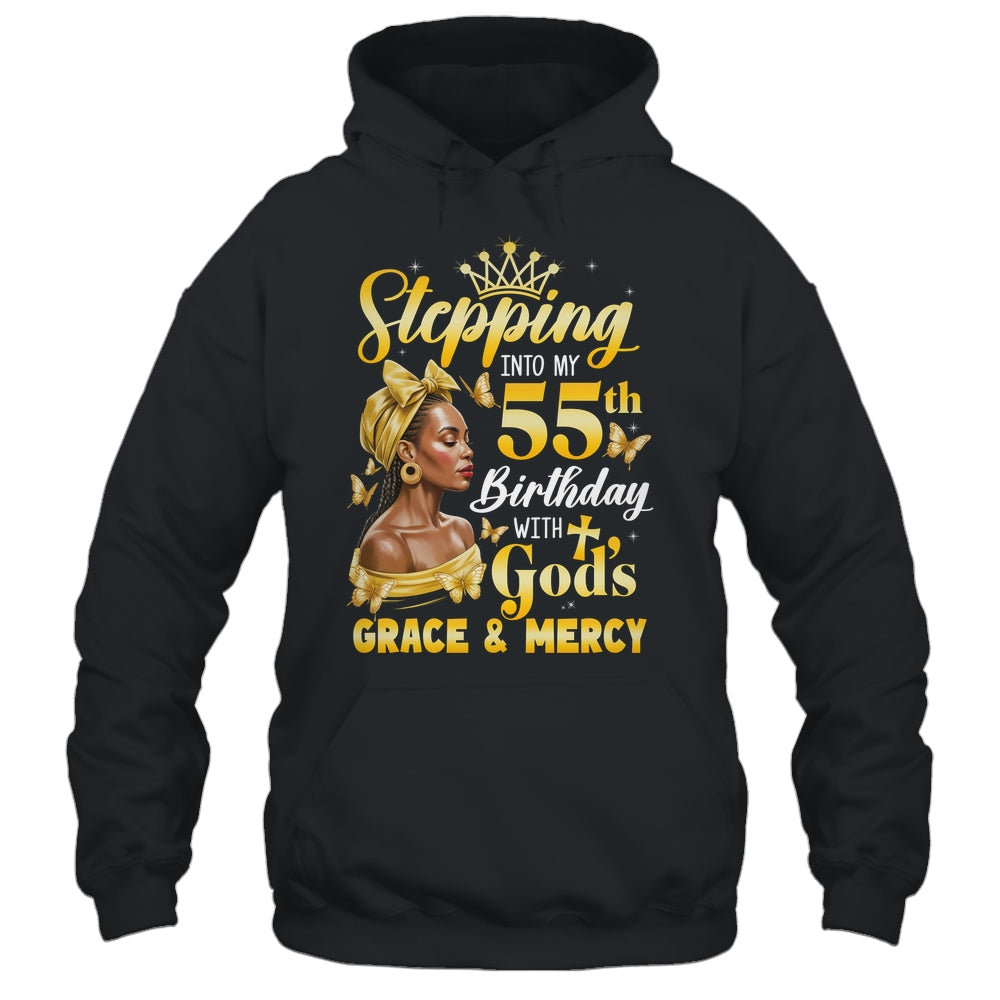 Stepping Into My 55th Birthday Afro Woman Religious Birthday Shirt & Tank Top | siriusteestore