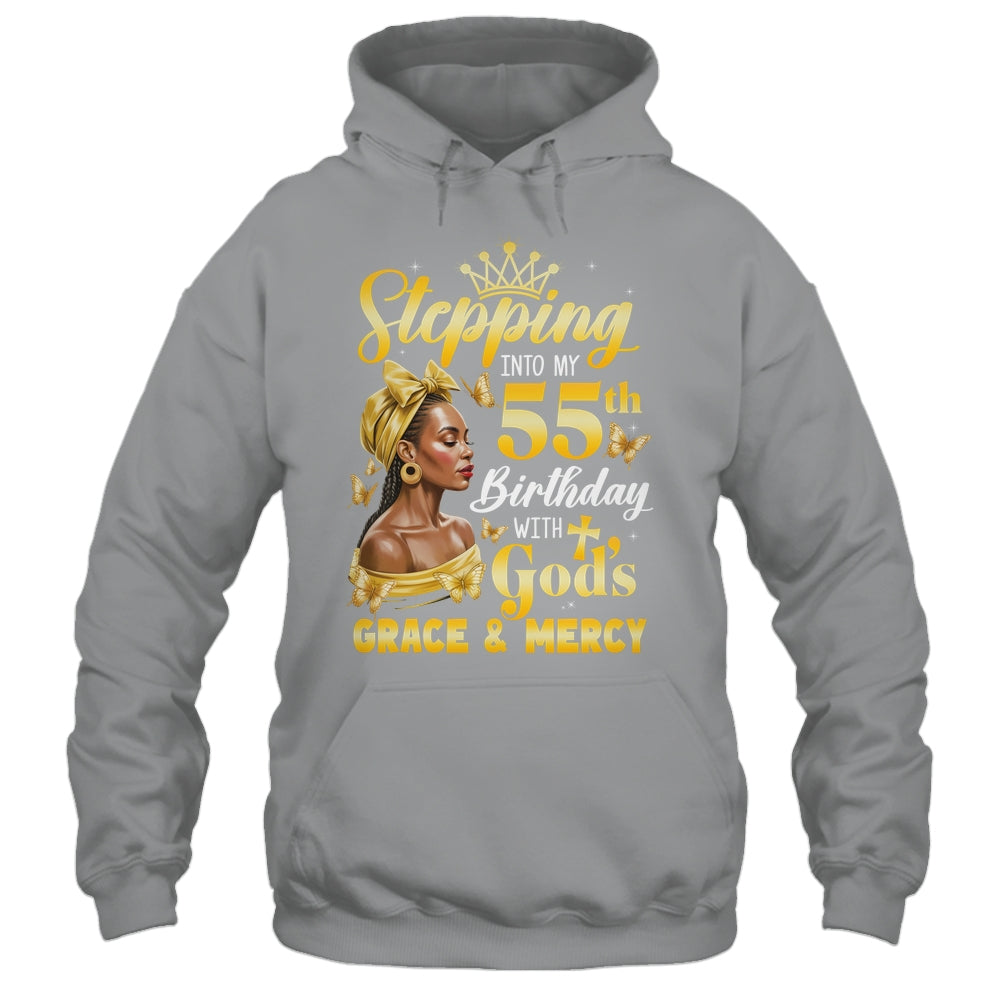 Stepping Into My 55th Birthday Afro Woman Religious Birthday Shirt & Tank Top | siriusteestore