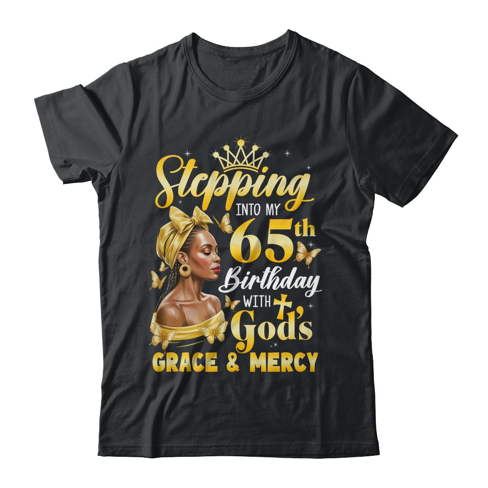Stepping Into My 65th Birthday Afro Woman Religious Birthday Shirt & Tank Top | siriusteestore