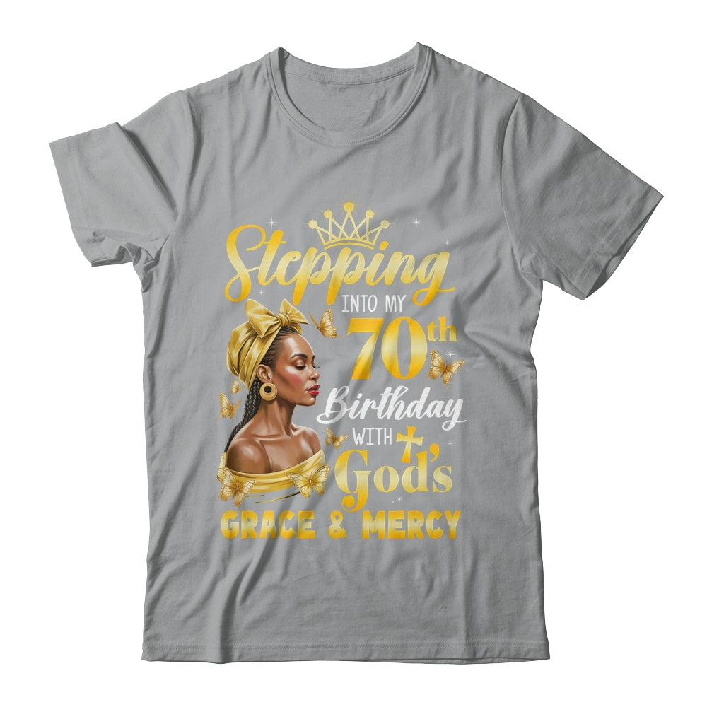 Stepping Into My 70th Birthday Afro Woman Religious Birthday Shirt & Tank Top | siriusteestore