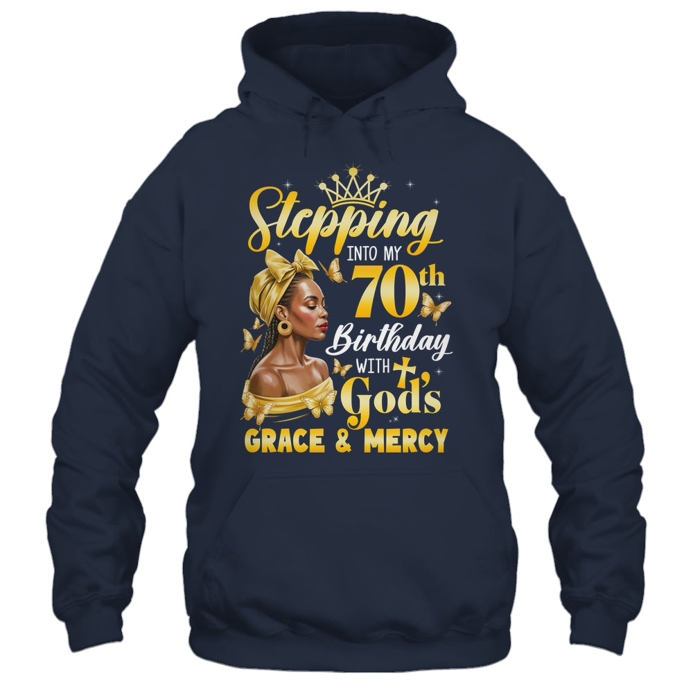 Stepping Into My 70th Birthday Afro Woman Religious Birthday Shirt & Tank Top | siriusteestore