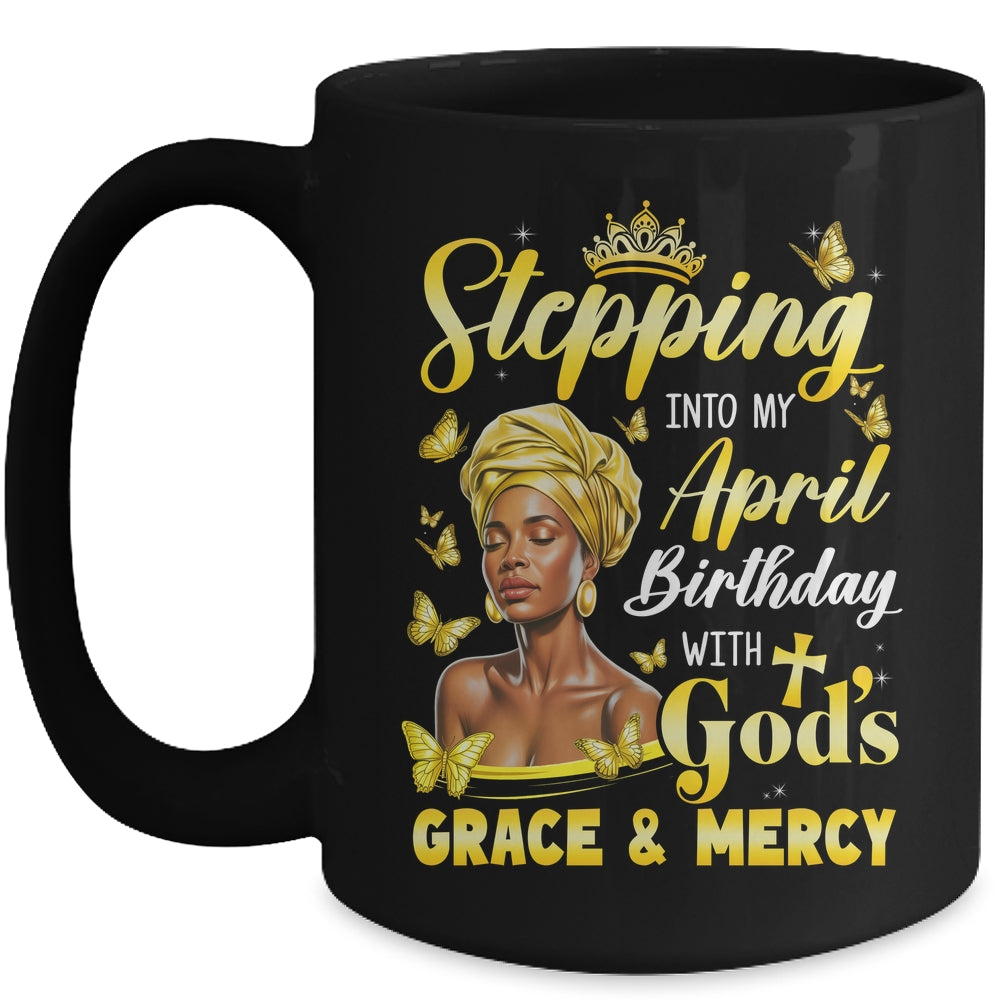 Stepping Into My April Birthday Afro Woman Religious Bday Mug | siriusteestore