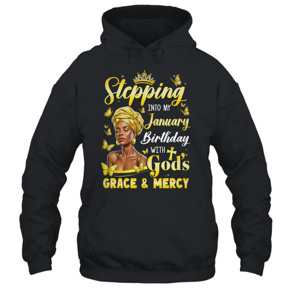 Stepping Into My January Birthday Afro Woman Religious Bday Shirt & Tank Top | siriusteestore