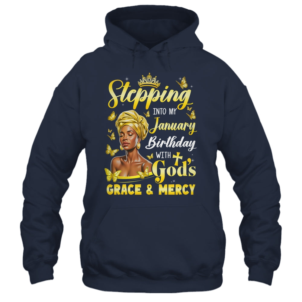 Stepping Into My January Birthday Afro Woman Religious Bday Shirt & Tank Top | siriusteestore