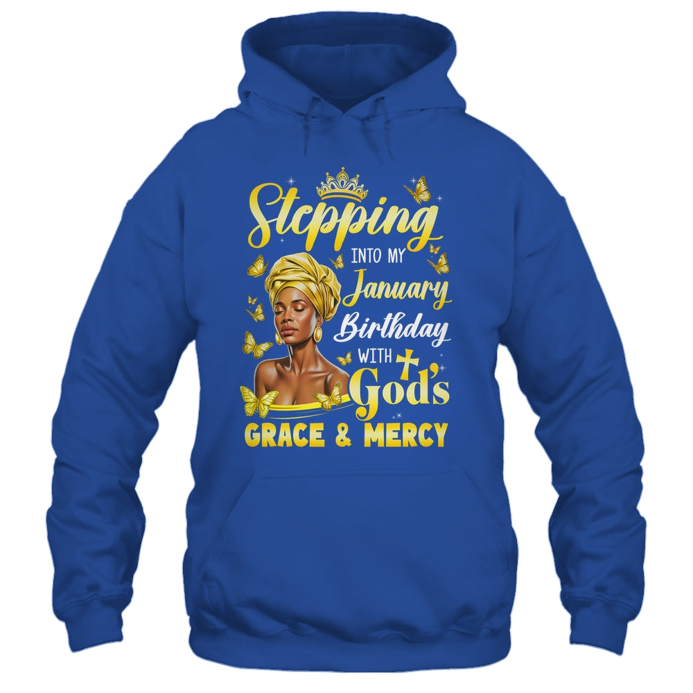 Stepping Into My January Birthday Afro Woman Religious Bday Shirt & Tank Top | siriusteestore