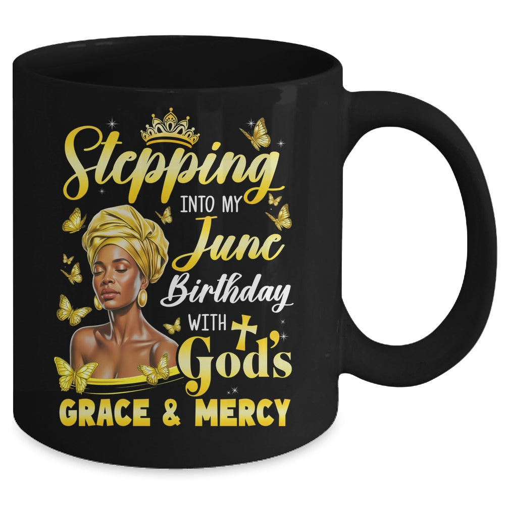 Stepping Into My June Birthday Afro Woman Religious Bday Mug | siriusteestore