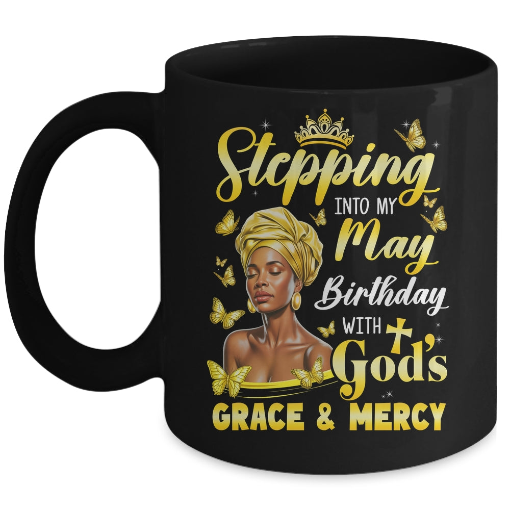 Stepping Into My May Birthday Afro Woman Religious Bday Mug | siriusteestore