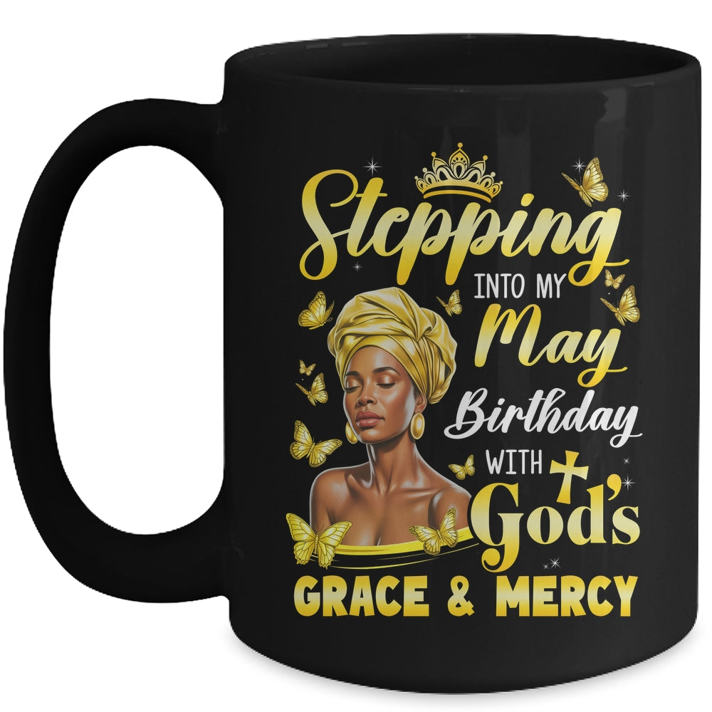 Stepping Into My May Birthday Afro Woman Religious Bday Mug | siriusteestore