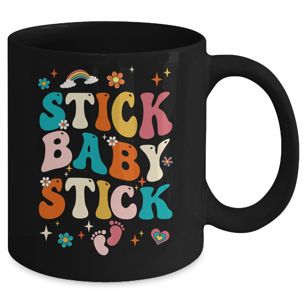 Stick Baby Stick Funny IVF Transfer Day IVF Couple Groovy Mug | siriusteestore