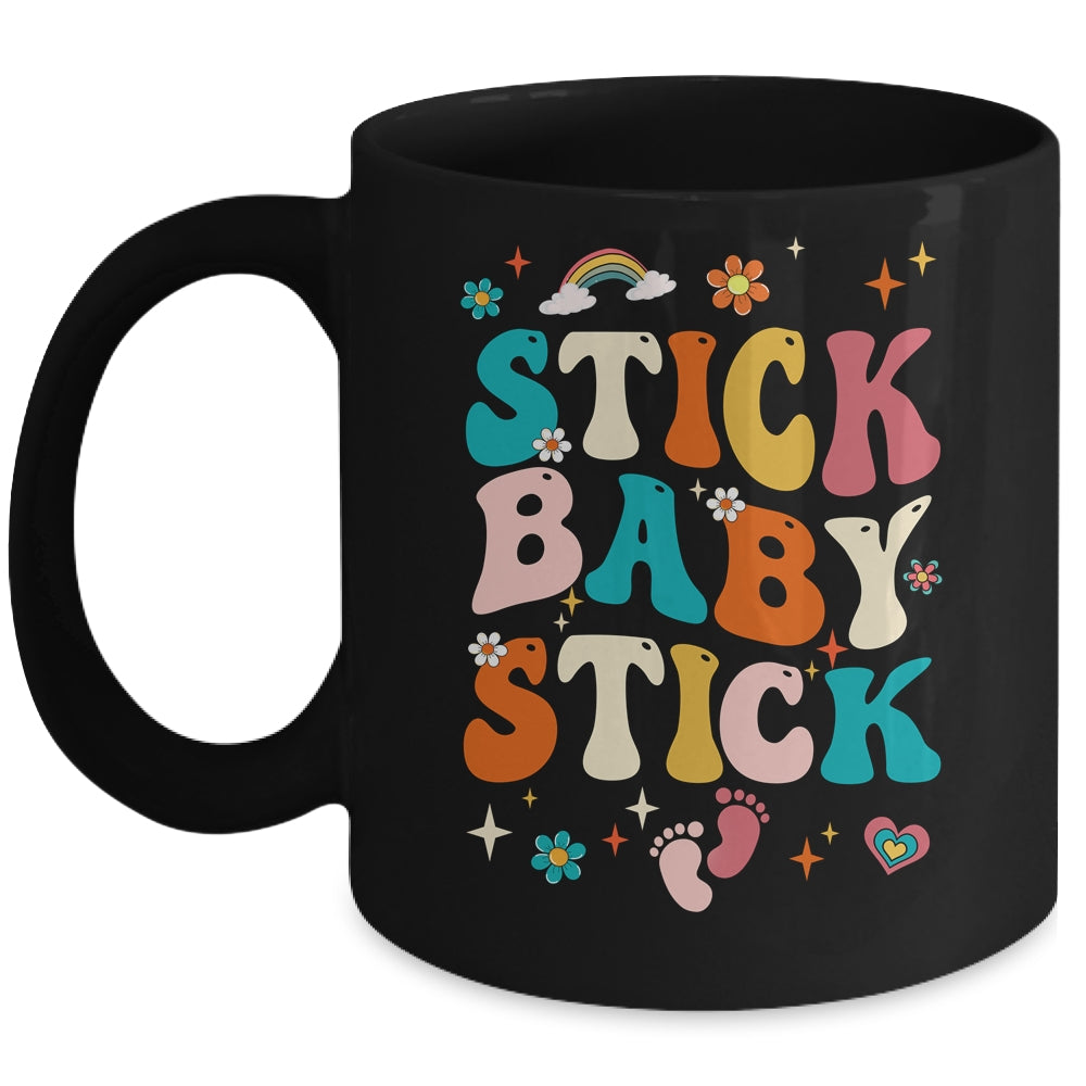 Stick Baby Stick Funny IVF Transfer Day IVF Couple Groovy Mug | siriusteestore