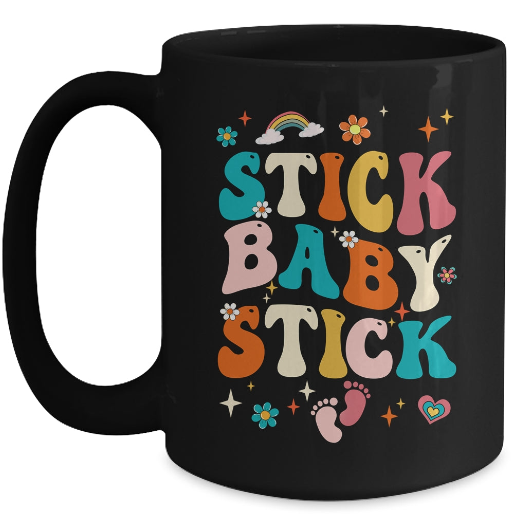 Stick Baby Stick Funny IVF Transfer Day IVF Couple Groovy Mug | siriusteestore