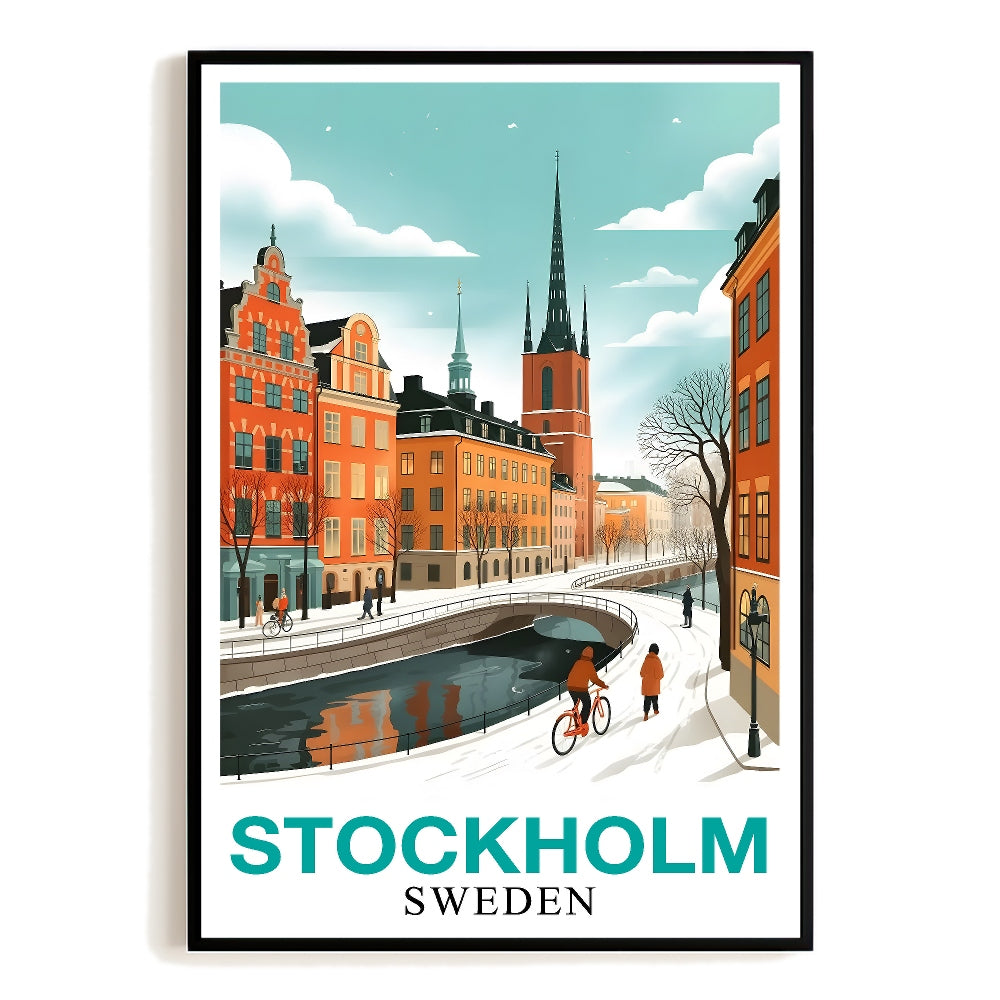 Stockholm Sweden Vintage Style Ideal Gift For Travel Poster Enchanting Winter Wall Art Landscape Print Painting For Home And Office Room Living Room Decor Unframed | siriusteestore