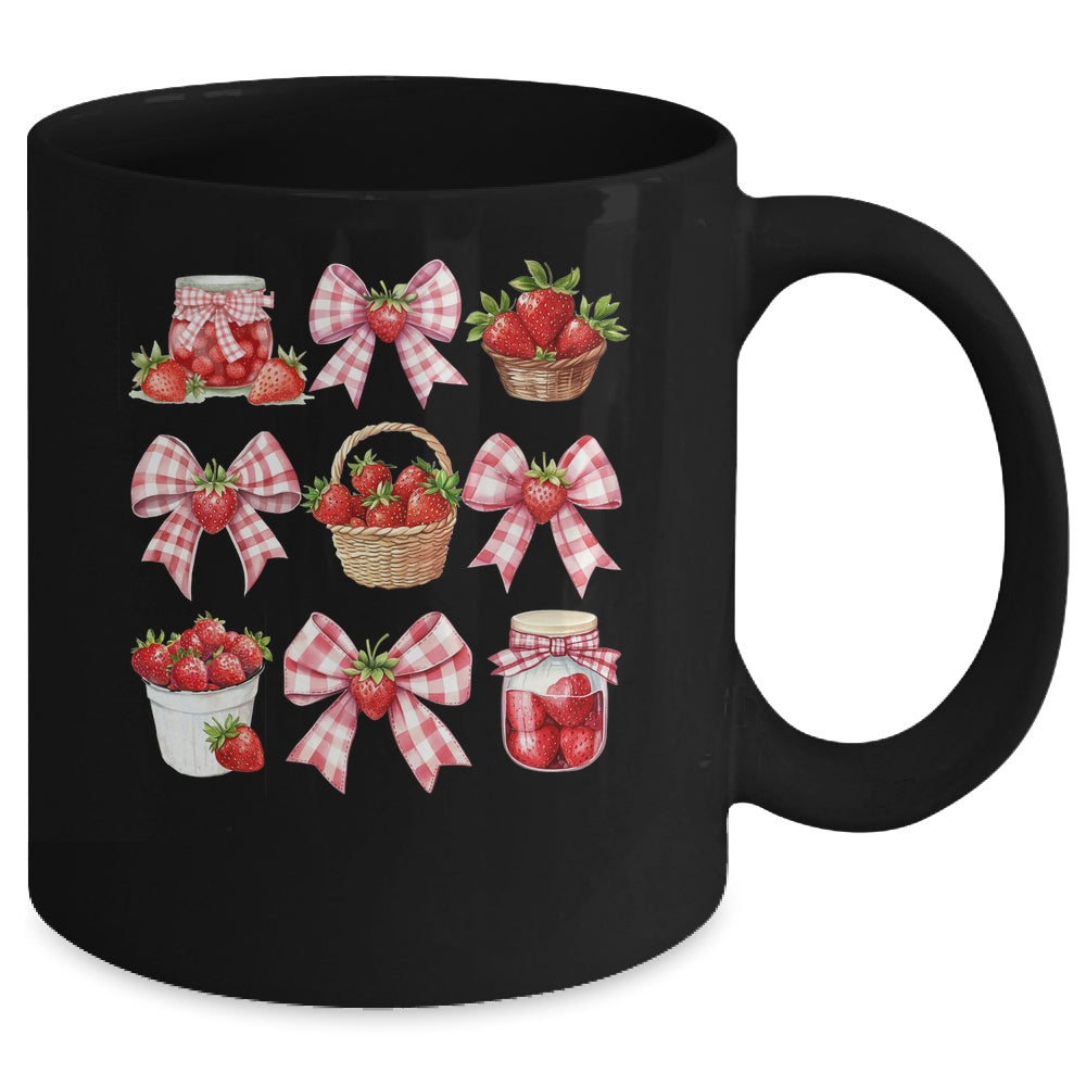 Strawberry Bow Coquette Bow Strawberries Festival Girls Women Mug | siriusteestore