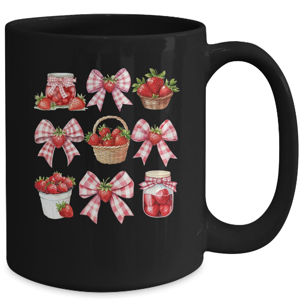 Strawberry Bow Coquette Bow Strawberries Festival Girls Women Mug | siriusteestore