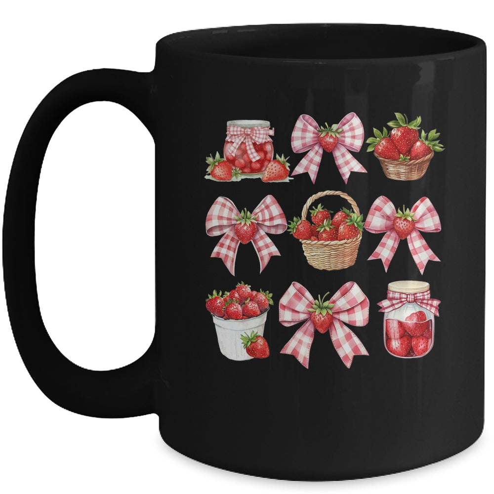 Strawberry Bow Coquette Bow Strawberries Festival Girls Women Mug | siriusteestore