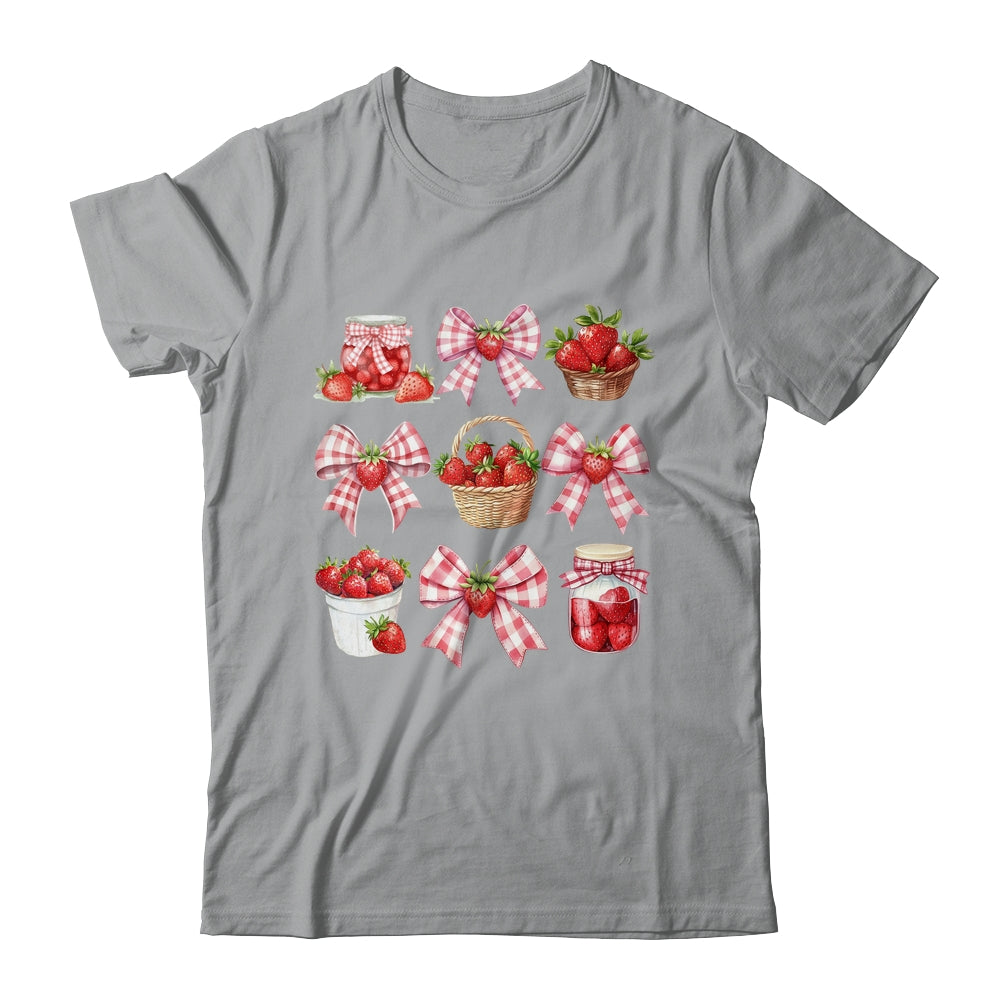Strawberry Bow Coquette Bow Strawberries Festival Girls Women Shirt & Tank Top | siriusteestore