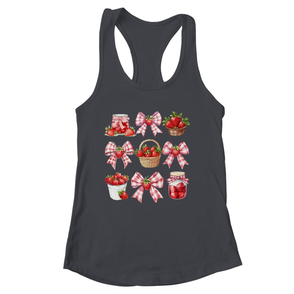 Strawberry Bow Coquette Bow Strawberries Festival Girls Women Shirt & Tank Top | siriusteestore