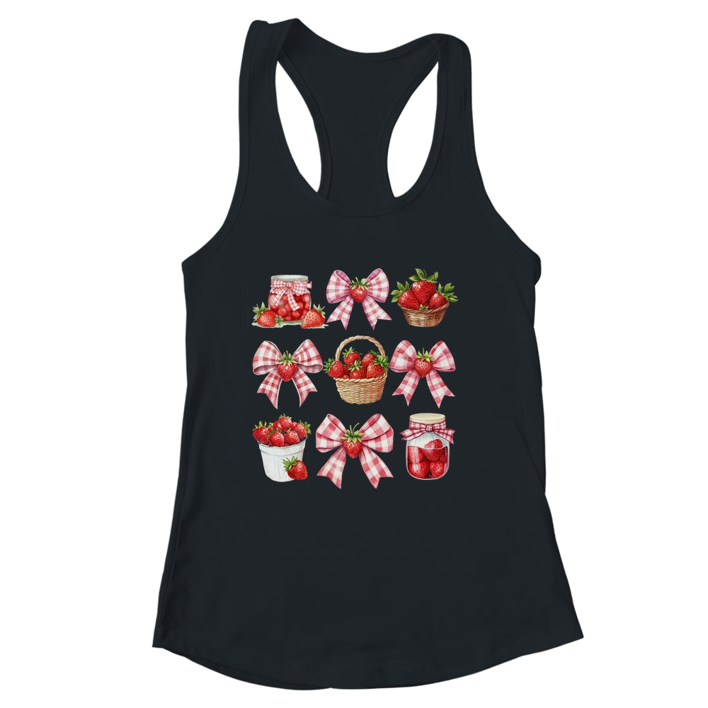 Strawberry Bow Coquette Bow Strawberries Festival Girls Women Shirt & Tank Top | siriusteestore