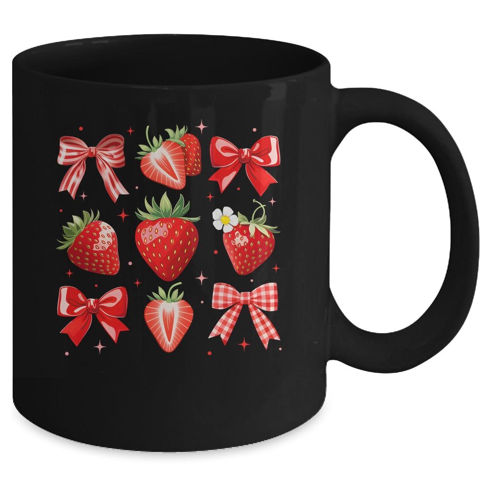 Strawberry Coquette Bow Strawberries Festival Girls Women Mug | siriusteestore