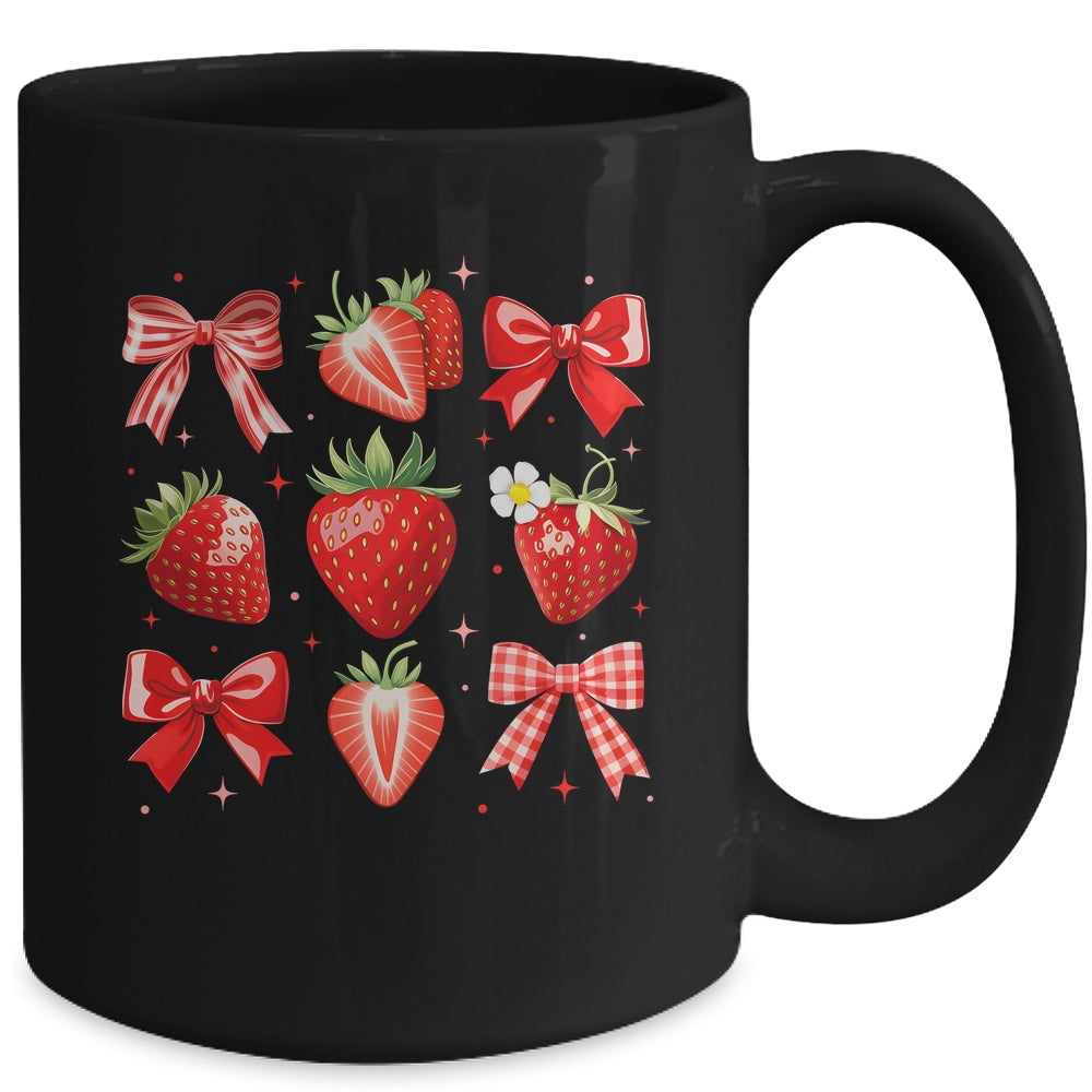 Strawberry Coquette Bow Strawberries Festival Girls Women Mug | siriusteestore