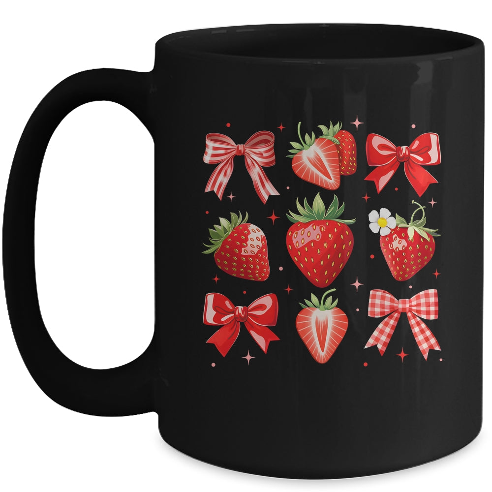 Strawberry Coquette Bow Strawberries Festival Girls Women Mug | siriusteestore