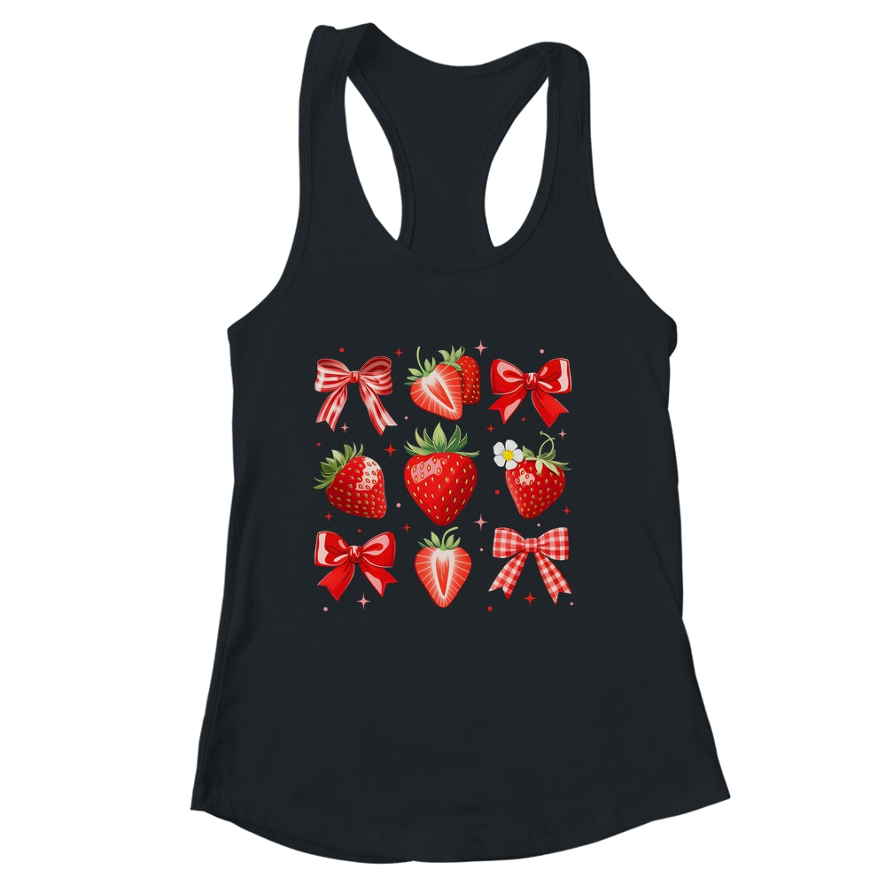 Strawberry Coquette Bow Strawberries Festival Girls Women Shirt & Tank Top | siriusteestore