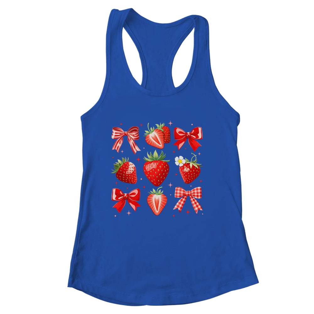 Strawberry Coquette Bow Strawberries Festival Girls Women Shirt & Tank Top | siriusteestore