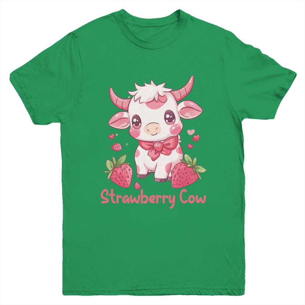 Strawberry Cow Kawaii Anime Strawberry Milk For Girls Kids Youth Shirt | siriusteestore