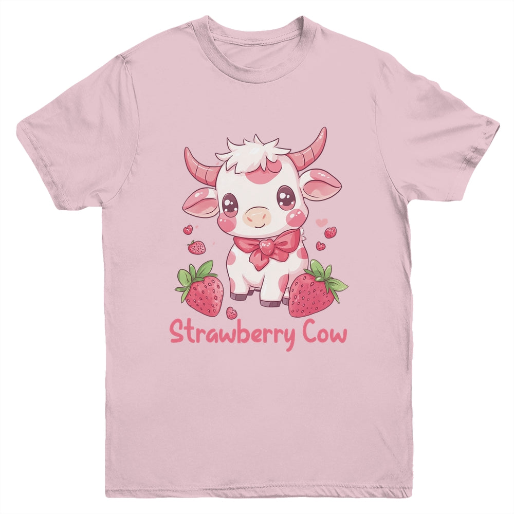 Strawberry Cow Kawaii Anime Strawberry Milk For Girls Kids Youth Shirt | siriusteestore