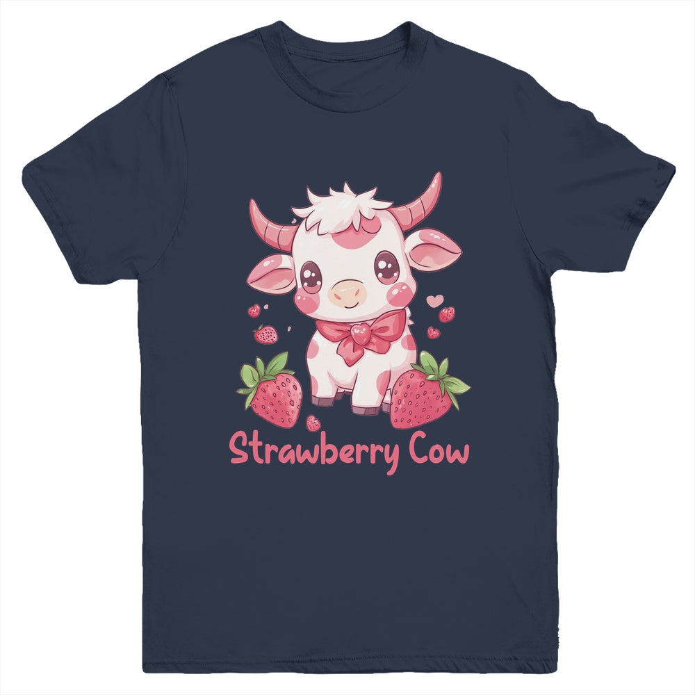 Strawberry Cow Kawaii Anime Strawberry Milk For Girls Kids Youth Shirt | siriusteestore