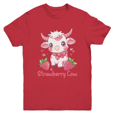 Strawberry Cow Kawaii Anime Strawberry Milk For Girls Kids Youth Shirt | siriusteestore