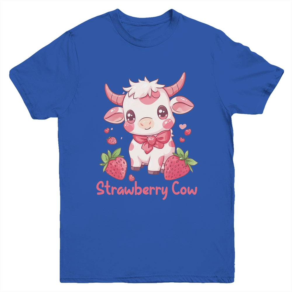 Strawberry Cow Kawaii Anime Strawberry Milk For Girls Kids Youth Shirt | siriusteestore