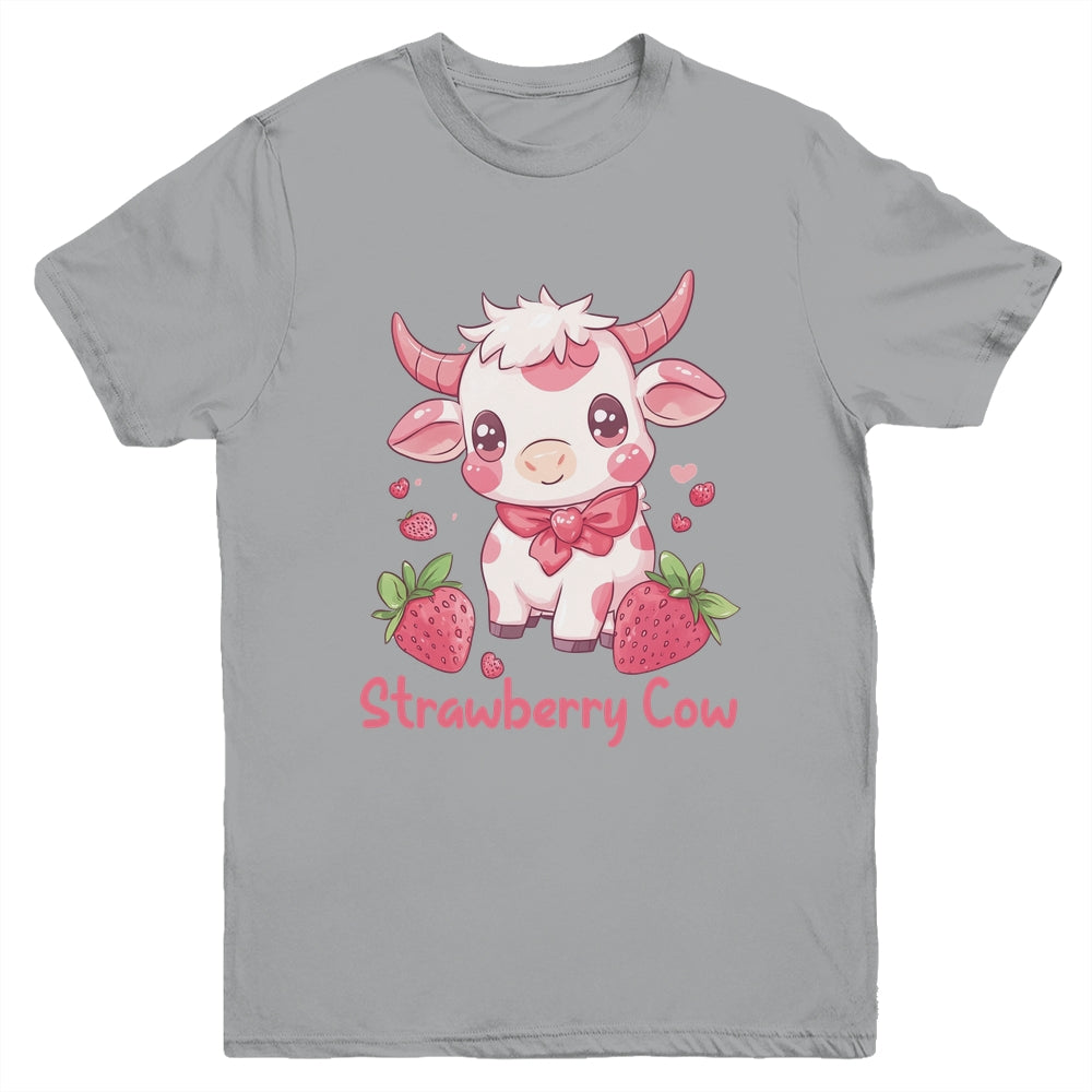 Strawberry Cow Kawaii Anime Strawberry Milk For Girls Kids Youth Shirt | siriusteestore