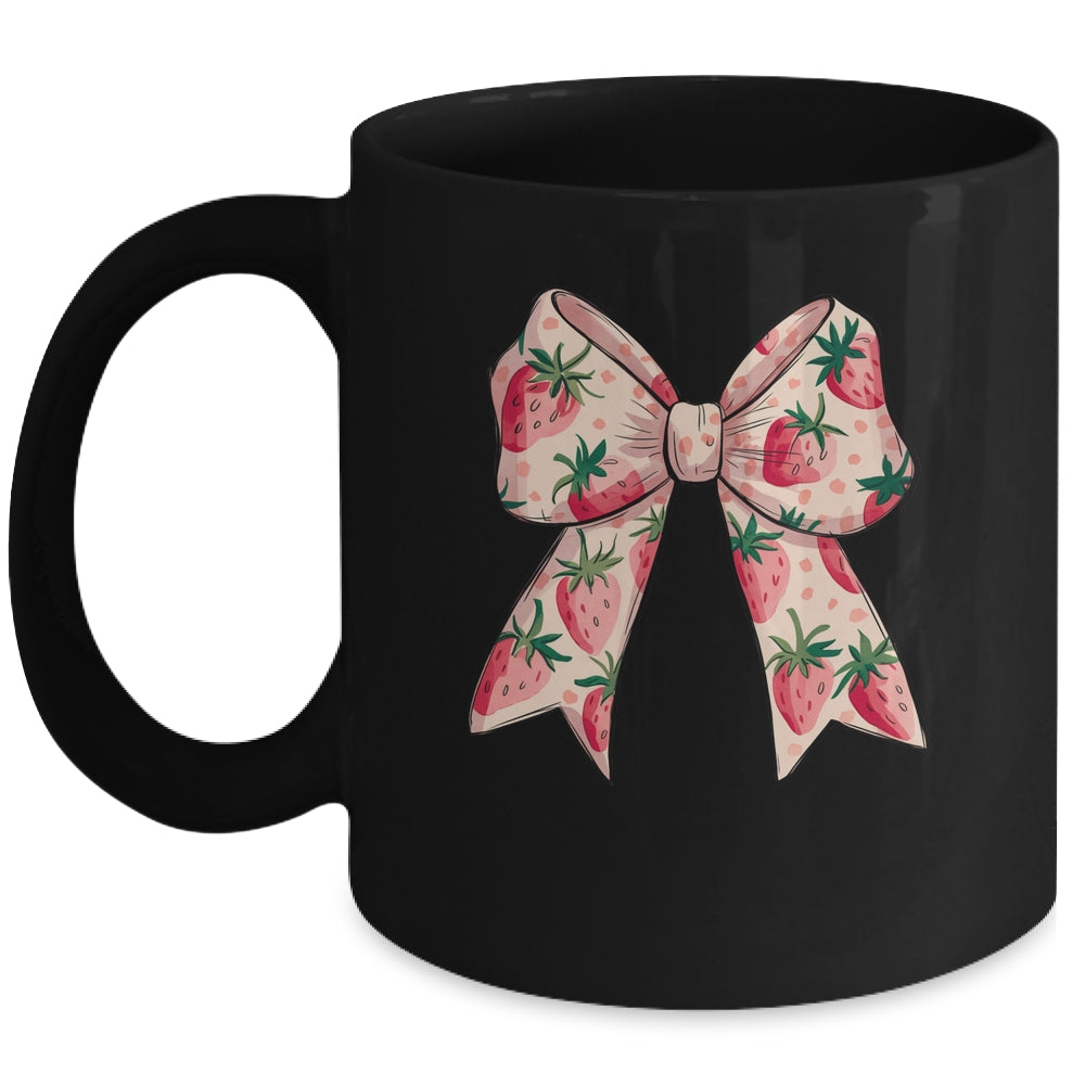 Strawberry Festival Coquette Bow Berry Fruit Season Mug | siriusteestore