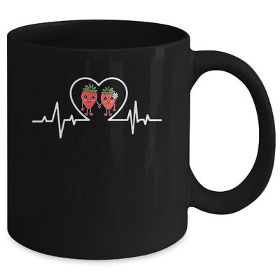 Strawberry Hearbeat Fruit Lover Fruitarian Strawberries Farm Mug | siriusteestore