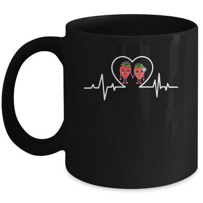 Strawberry Hearbeat Fruit Lover Fruitarian Strawberries Farm Mug | siriusteestore