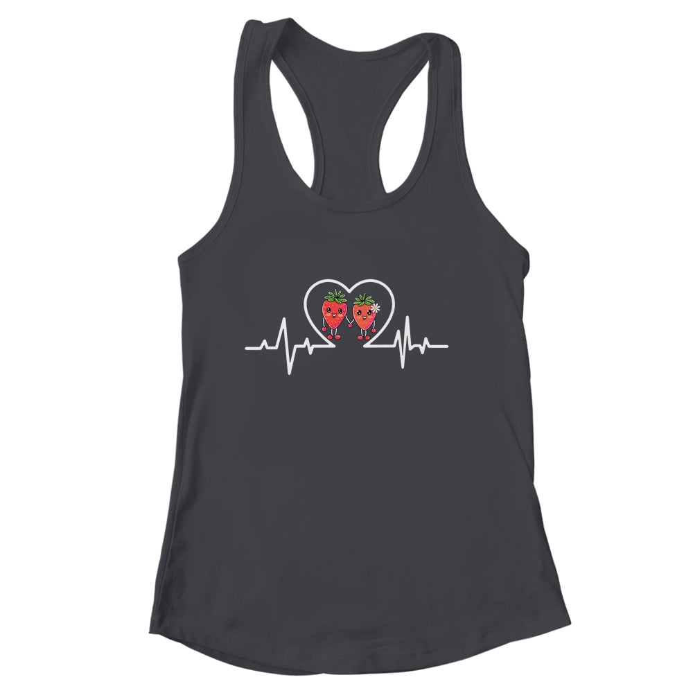 Strawberry Hearbeat Fruit Lover Fruitarian Strawberries Farm Shirt & Tank Top | siriusteestore