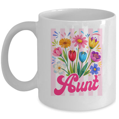 Striped Aunt Wildflowers Coquette Bow Floral Mothers Day Mug | siriusteestore