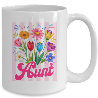 Striped Aunt Wildflowers Coquette Bow Floral Mothers Day Mug | siriusteestore