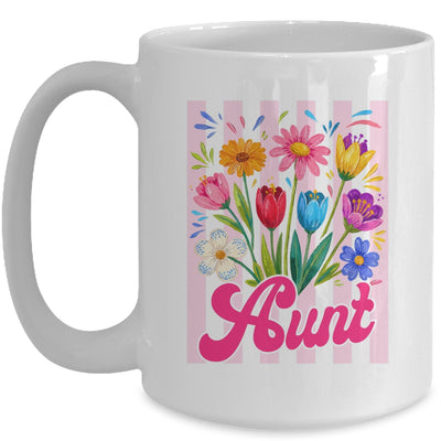 Striped Aunt Wildflowers Coquette Bow Floral Mothers Day Mug | siriusteestore