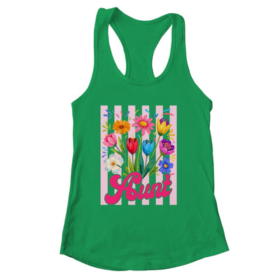 Striped Aunt Wildflowers Coquette Bow Floral Mothers Day Shirt & Tank Top | siriusteestore