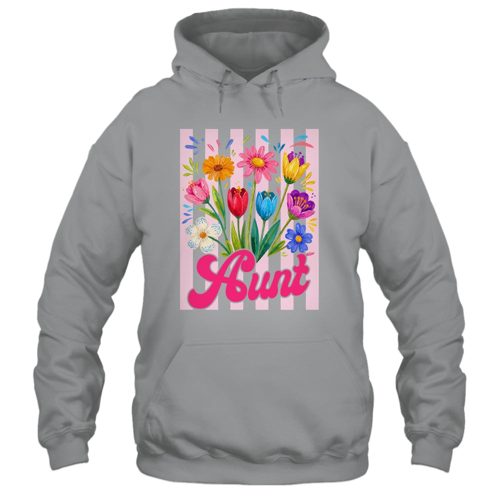 Striped Aunt Wildflowers Coquette Bow Floral Mothers Day Shirt & Tank Top | siriusteestore