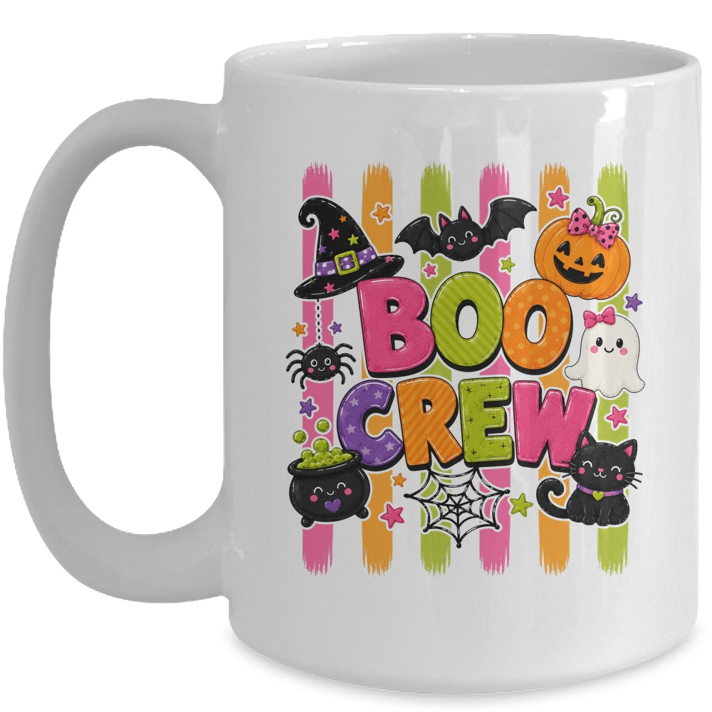 Striped Brushstroke Halloween Girly Boo Crew Ghost Pumpkin Mug | siriusteestore