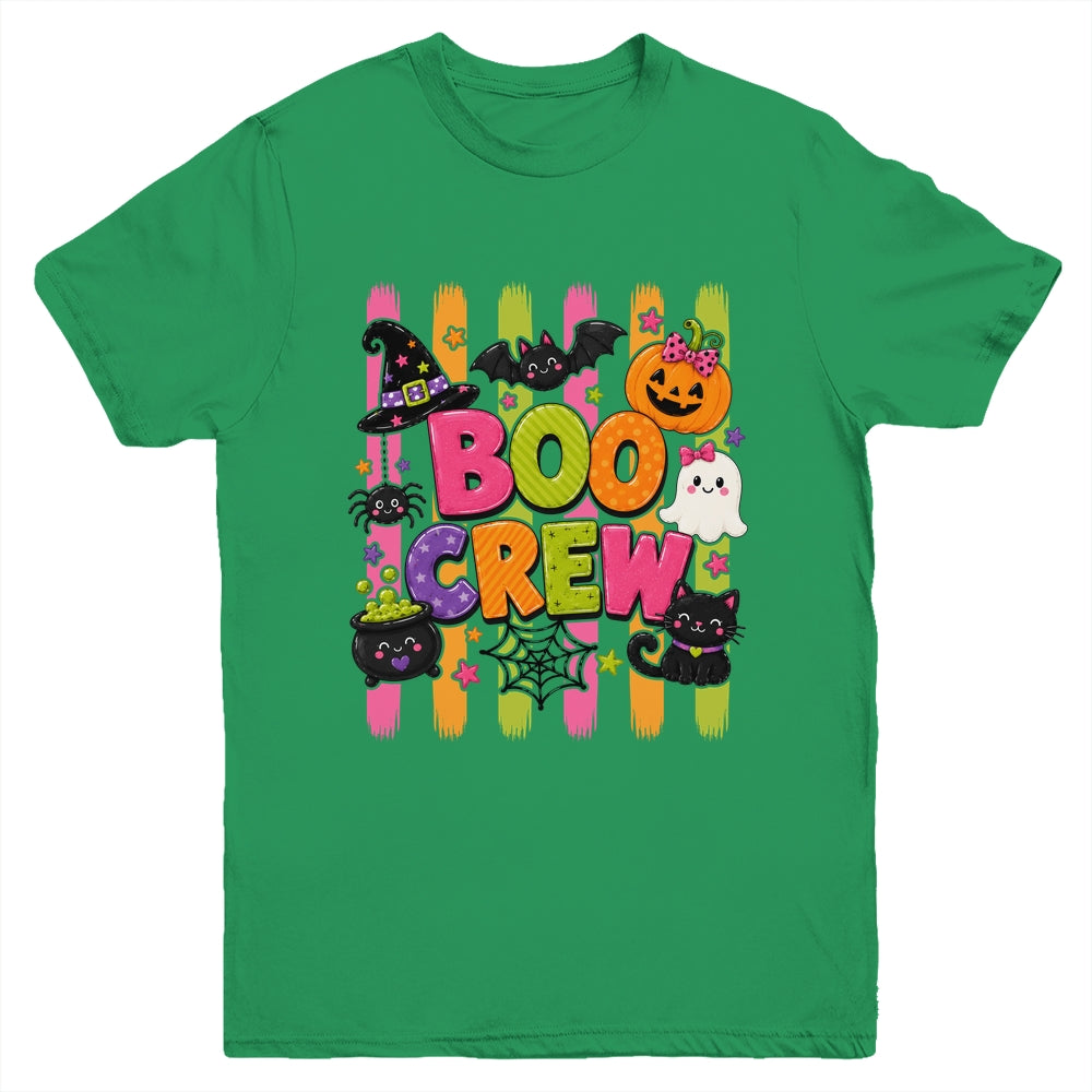 Striped Brushstroke Halloween Girly Boo Crew Ghost Pumpkin Youth Shirt | siriusteestore