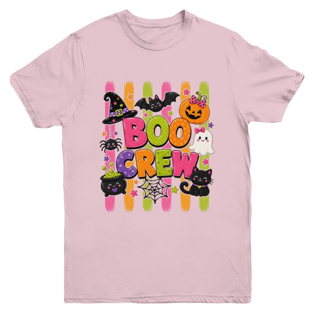 Striped Brushstroke Halloween Girly Boo Crew Ghost Pumpkin Youth Shirt | siriusteestore