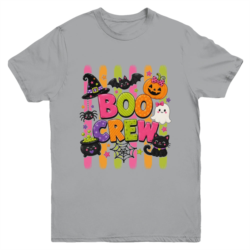 Striped Brushstroke Halloween Girly Boo Crew Ghost Pumpkin Youth Shirt | siriusteestore