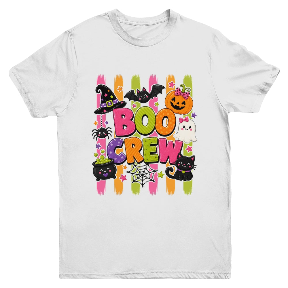 Striped Brushstroke Halloween Girly Boo Crew Ghost Pumpkin Youth Shirt | siriusteestore