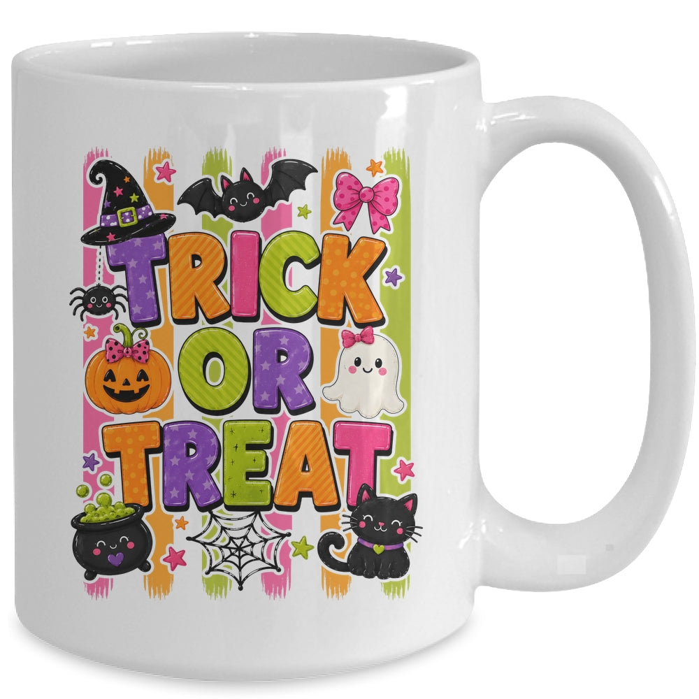 Striped Brushstroke Halloween Trick Or Treat Ghost Pumpkin Mug | siriusteestore
