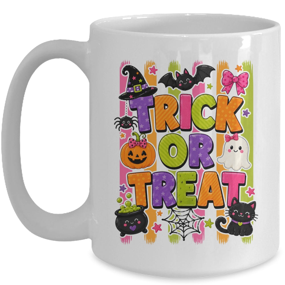 Striped Brushstroke Halloween Trick Or Treat Ghost Pumpkin Mug | siriusteestore